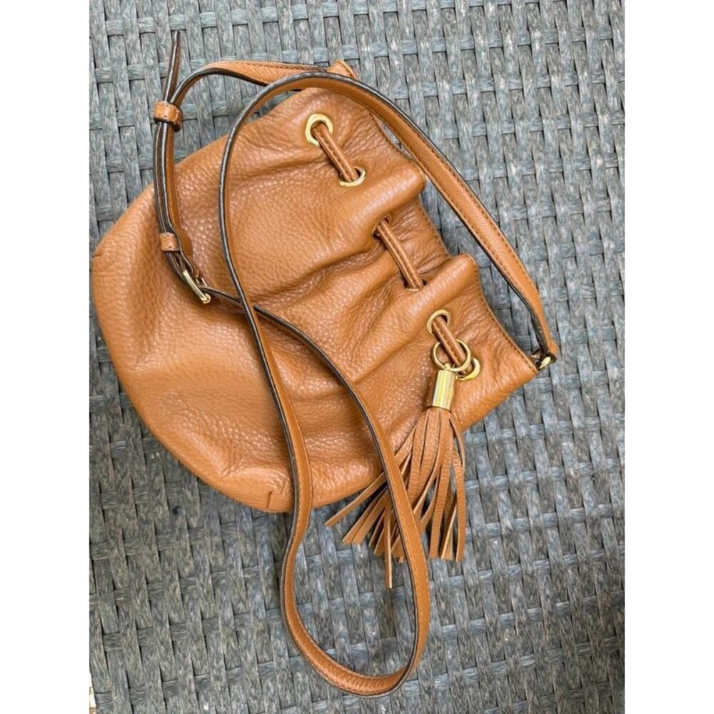 Michael Kors Jules Small Leather Bucket Crossbody Bag - Luggage Tan